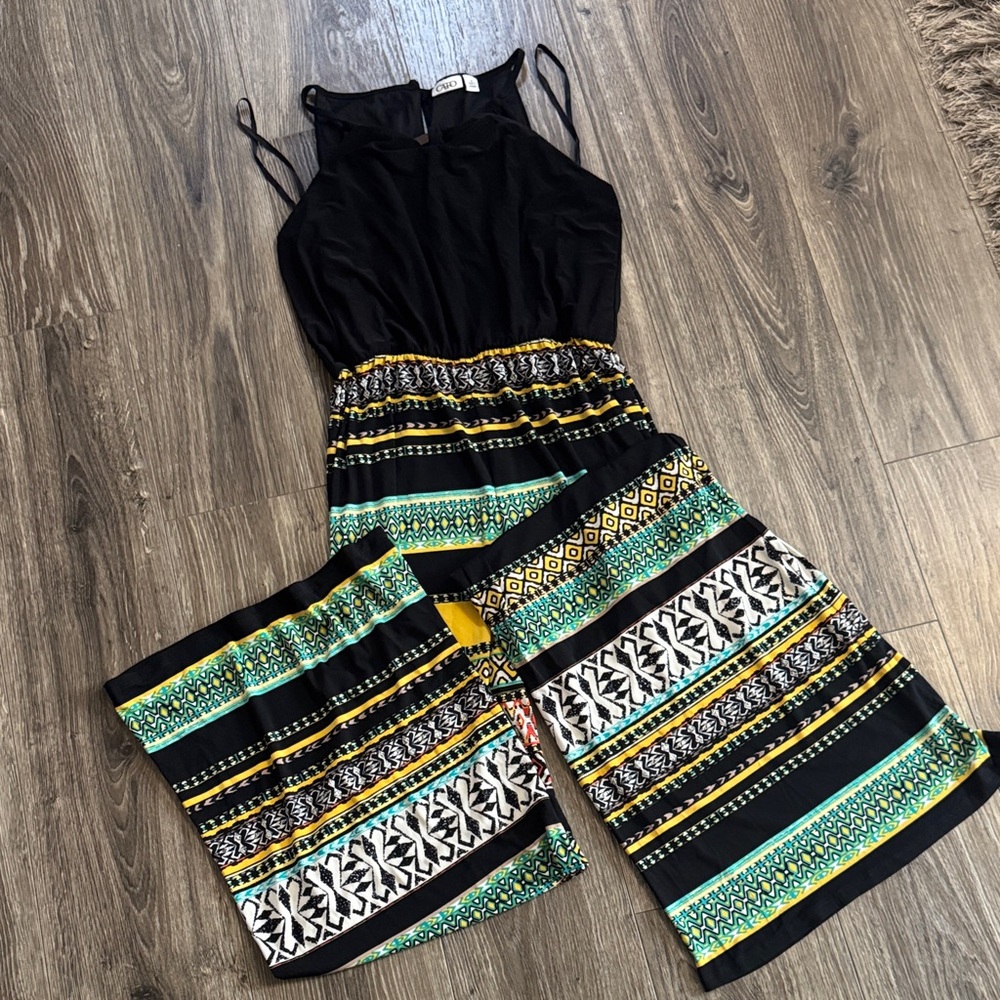 Cato Black and Multicolor Patterned Jumpsuit